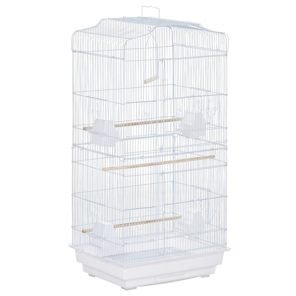 Cage à Oiseaux Volière 46,5x35,5x92 cm en Métal et Plastique Blanc sconto