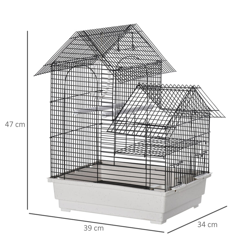 Gabbia per Uccelli 39x34x47 cm in Metallo Bianca-3