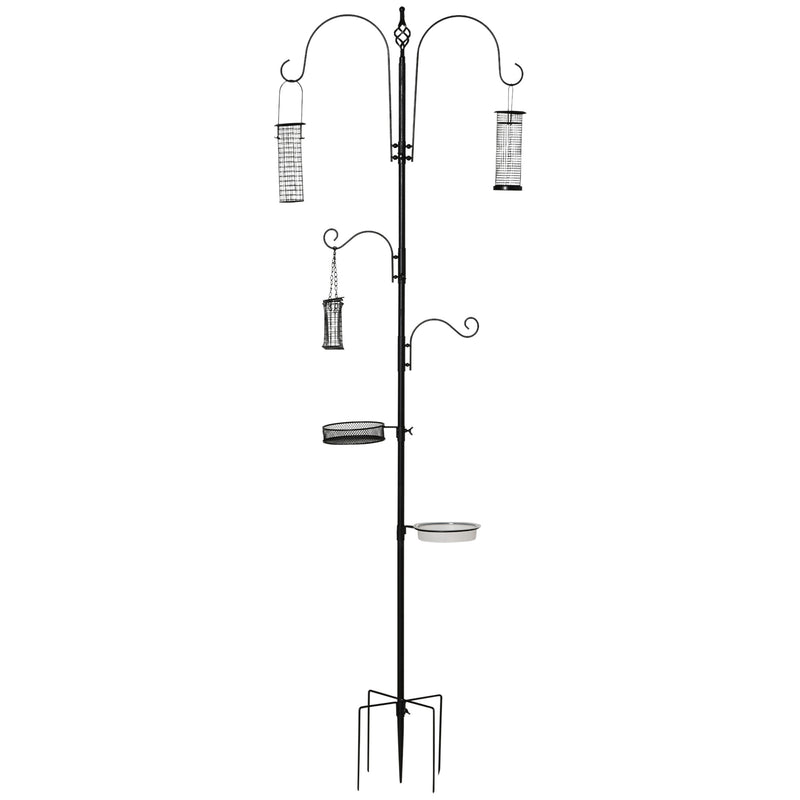 Mangiatoia per Uccelli da Giardino 54,5x54,5x208 cm in Acciaio Nero-1