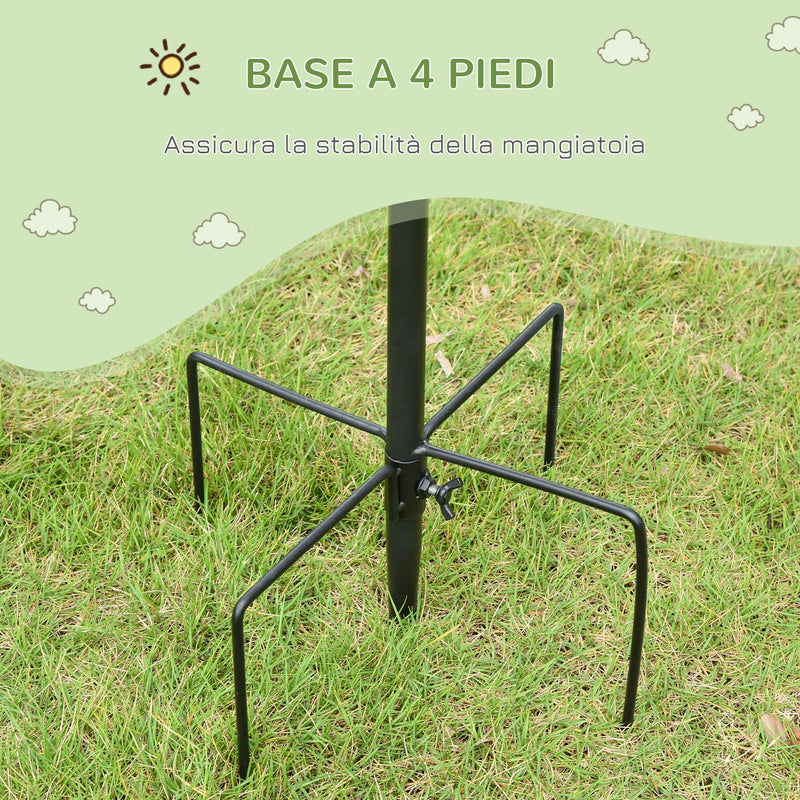 Mangiatoia per Uccelli da Giardino 54,5x54,5x208 cm in Acciaio Nero-6