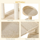 Albero Tiragraffi per Gatti 50x50x100 cm in Sisal e Peluche Beige-6