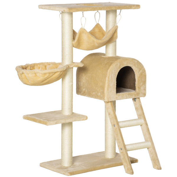 sconto Arbre à Griffer Multiniveaux pour Chats 55×30×100 cm Beige Cordes en Sisal Naturel