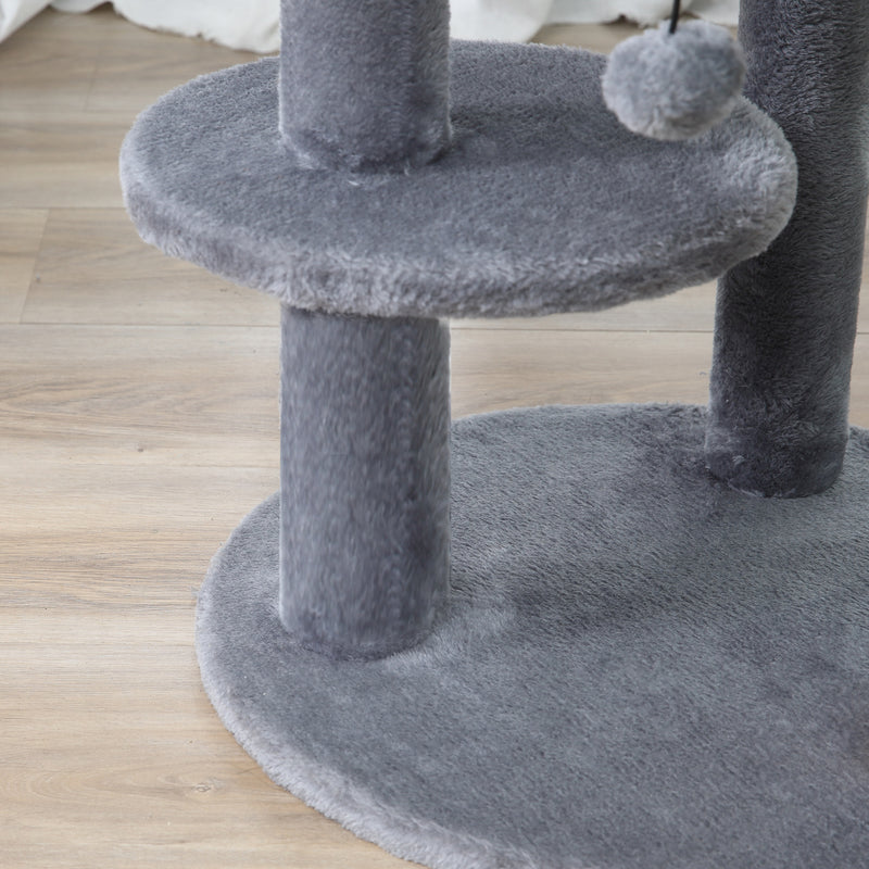 Tiragraffi con Cuccia per Gatti in Legno Sisal 48x48x104 cm  Grigio-9