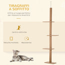 Albero Tiragraffi per Gatti 43x27x228-260 cm con Fissaggi oa Soffitto Marrone-4