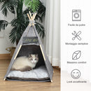 Tenda Cuccia per Gatti e Cani Piccoli 58x58x80 cm in Feltro Peluche Grigio-5