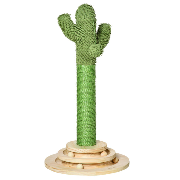 Poteau à Chat Cactus 32x32x60 cm en Corde Sisal et Boules en Bois Vert acquista