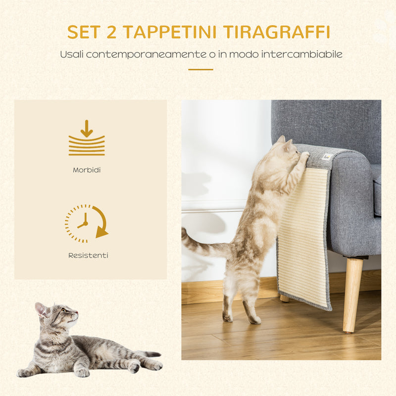 Set 2 Tiragraffi per Gatti 130x45 cm per Divano in Sisal e Poliestere Grigio-4