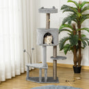 Albero Tiragraffi per Gatti 60x40x133 cm in Sisal e Peluche Grigio-1