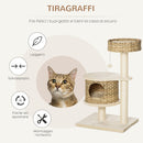 Albero Tiragraffi per Gatti 55x47x95 cm in Rattan e Pali in Sisal Beige-4