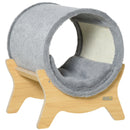 Cuccia per Gatti 41x40x47 cm a Tunnel con Tiragraffi Grigio-1