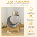 Cuccia per Gatti 41x40x47 cm a Tunnel con Tiragraffi Grigio-4