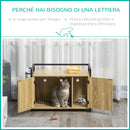 Mobile Lettiera per Gatti 82,3x51x54 cm in Legno Truciolato e Acciaio-4