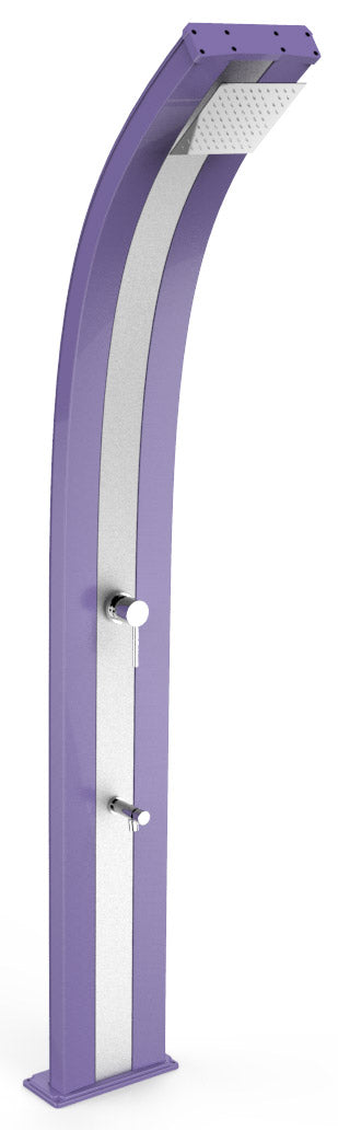 Doccia Solare da Esterno Giardino 40L Miscelatore e Lavapiedi Arkema Dada Fascia Inox Viola-1