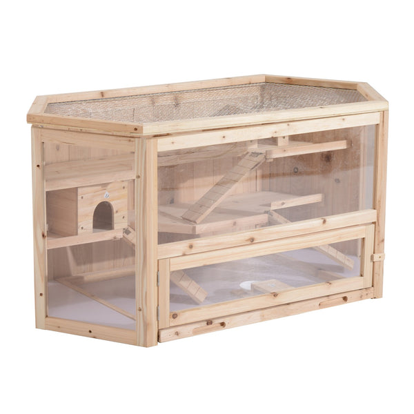 prezzo Cage pour rongeurs et hamsters avec 2 étagères avec toit en bois 115x60x58 cm