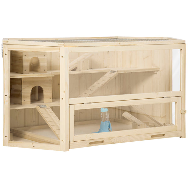 Maison pour Hamsters 3 Niveaux 115x60x55 cm Toit Ouvrant en Bois et Plastique online