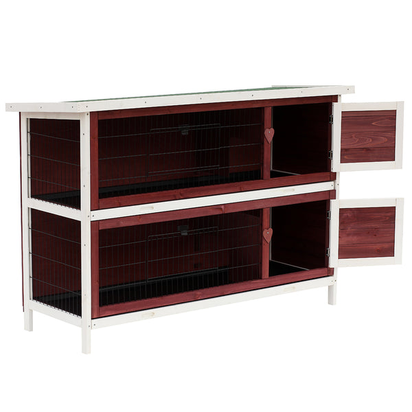 sconto Clapier d'extérieur 136,4x50x93 cm en Bois Marron et Blanc