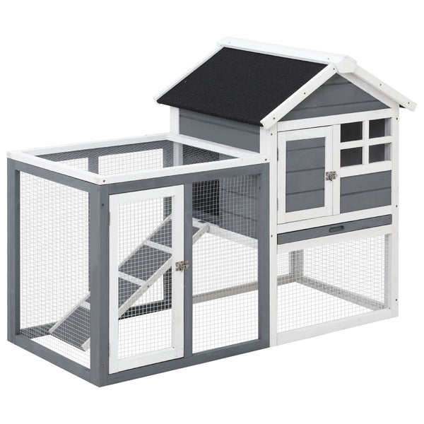 Cage Clapier pour Lapins 122x62,6x92 cm en Bois Gris et Blanc acquista