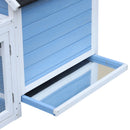 Pollaio per Galline con Corsa Vassoio di Nidificazione Rimovibile in Legno Bianco e Blu 180x90.1x78.6 cm -9