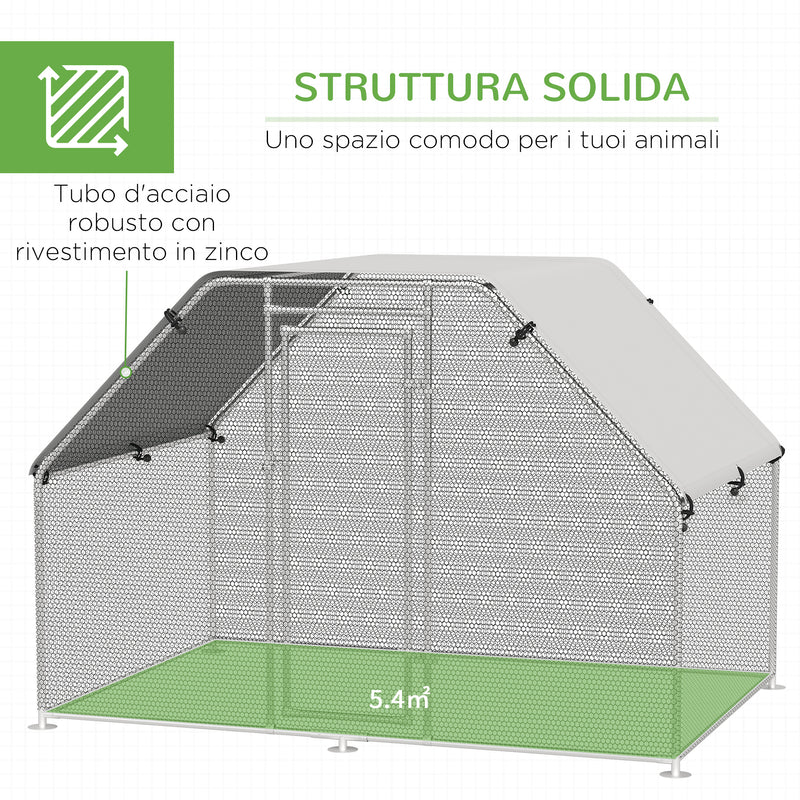 Pollaio Gabbia per Galline da Esterno 280x193,5x195 cm in Metallo-6