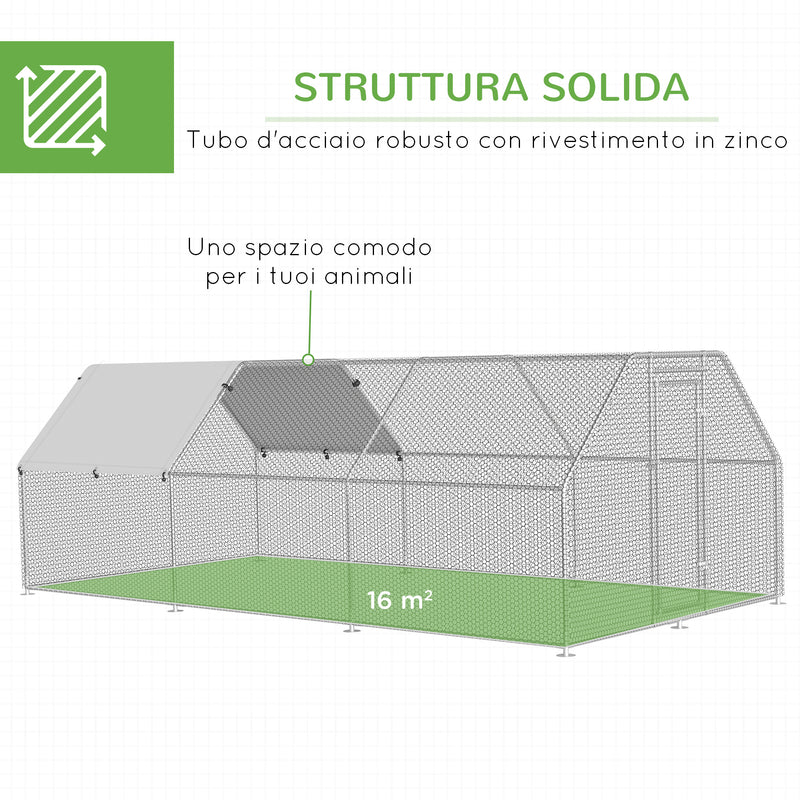 Pollaio Gabbia per Galline da Esterno 280x570x195 cm in Metallo -6