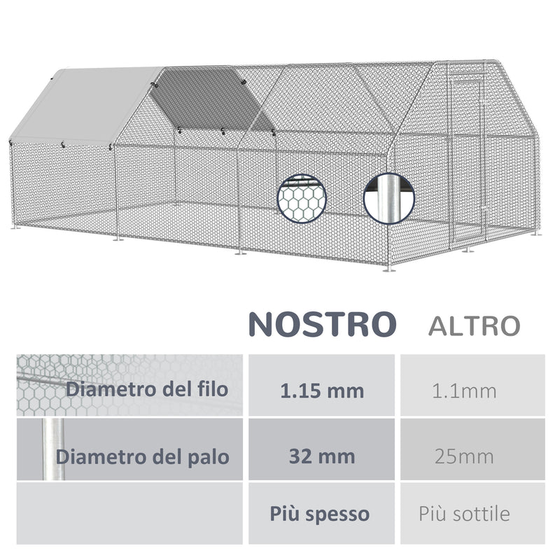 Pollaio Gabbia per Galline da Esterno 280x570x195 cm in Metallo -8