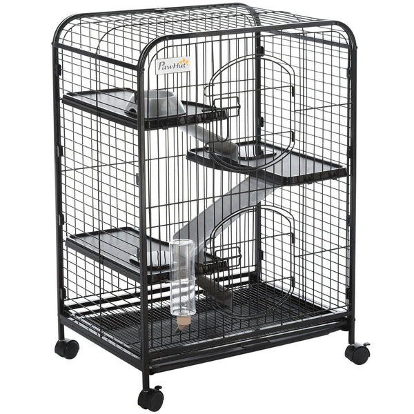 prezzo Cage pour rongeurs à roulettes 64x43,5x93 cm en métal noir