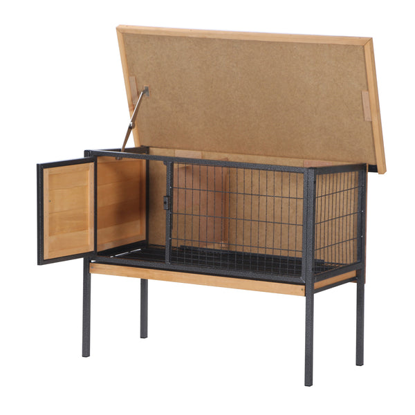 Clapier Cage pour Lapins 91,5x45x70 cm en Bois et Métal Noir sconto