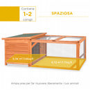 Conigliera da Giardino 125,5x100x49 cm con Casetta e Recinto Arancione-4