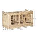 Gabbia per Roditori e Criceti 78x40x44 cm con Tetto Apribile in Legno Naturale-3