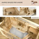 Gabbia per Roditori e Criceti 78x40x44 cm con Tetto Apribile in Legno Naturale-4