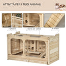 Gabbia per Roditori e Criceti 78x40x44 cm con Tetto Apribile in Legno Naturale-5