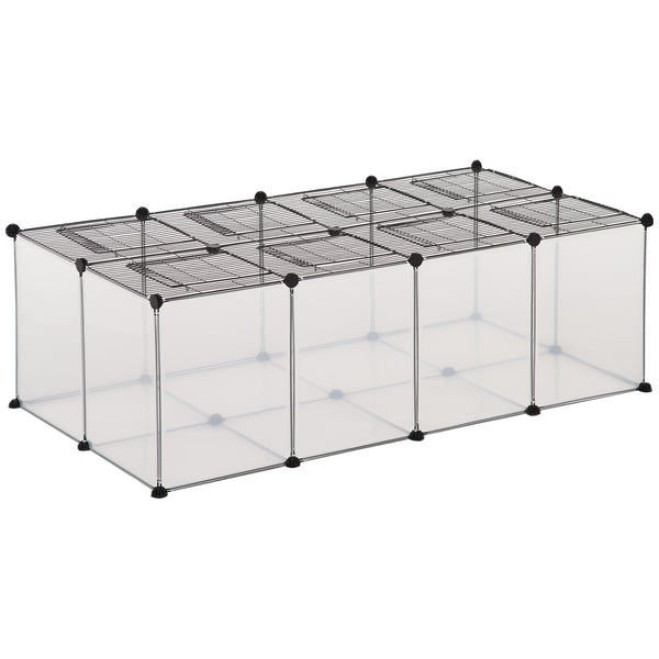 online Cage Modulaire pour Hamsters et Rongeurs 140x70x45 cm en Résine et Acier Noir et Transparent