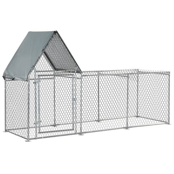 online Cage Poulailler pour Poules d'Extérieur 302x107x172 cm avec Housse de Protection Silver Oxford