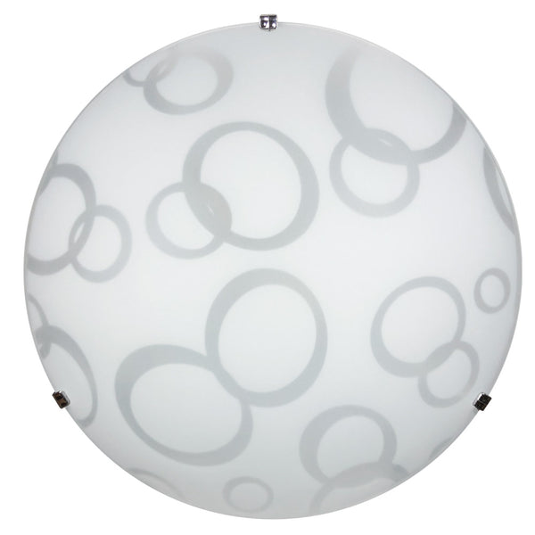 acquista Plafonnier 1xE27 Crochets Chrome Plaque Verre Blanc Décoré Cercles E-Energy Daria