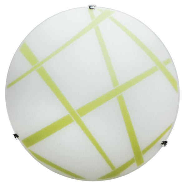 sconto Plafonnier 2xE27 Crochets Chrome Plaque Verre Blanc-Vert E-Energy Dario