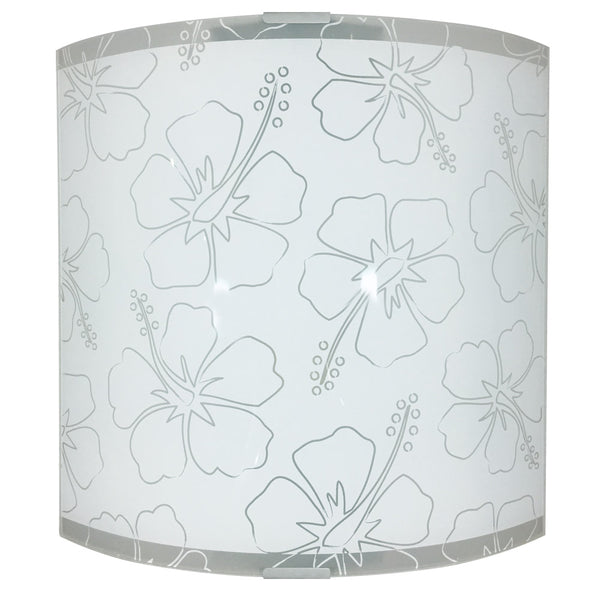 prezzo Applique 1xE27 Cadre Argent Plaque Verre Sérigraphié Fleur Blanche E-Energy Delia