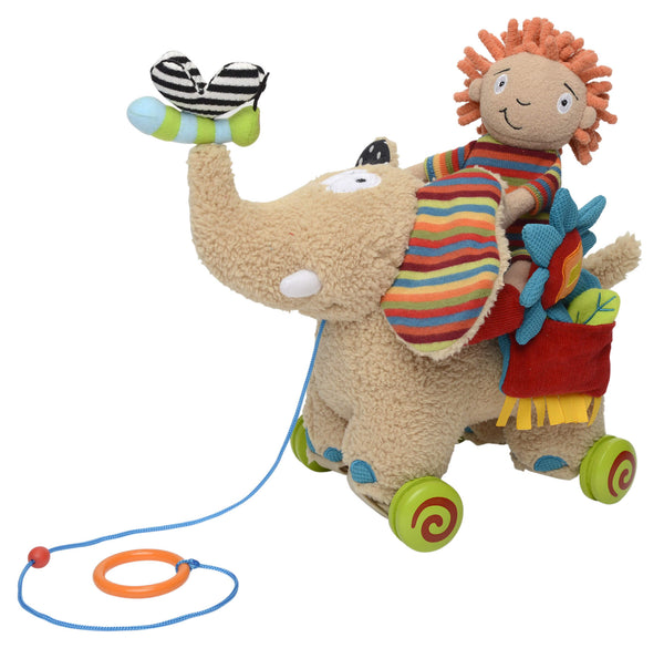 acquista Éléphant en peluche tractable avec roues pour enfants Sweet Multicolore