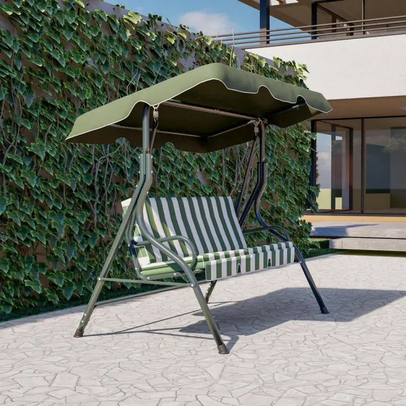 Dondolo Green con Cuscini 170x110x153 h cm in Acciaio Verde-3