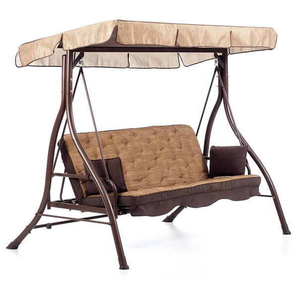 Chaise à bascule 3 places Zanzibar 83x95x186 h cm en tissu marron prezzo