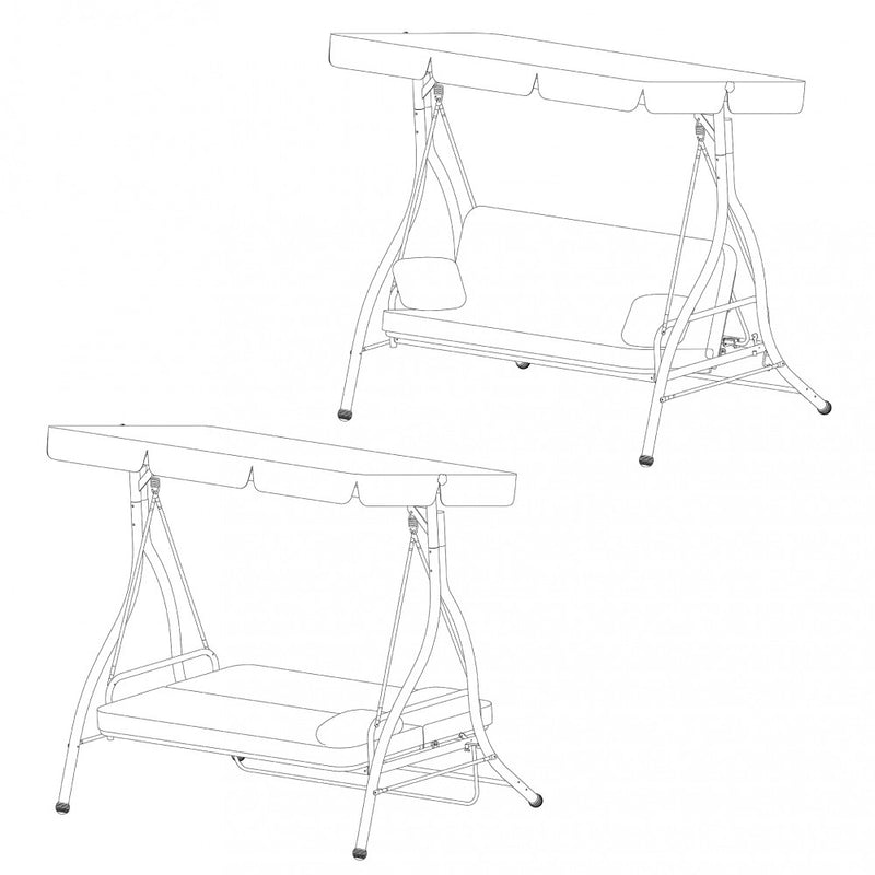 Dondolo Zanzibar 3 Posti 83x95x186 h cm in Tessuto Marrone-3