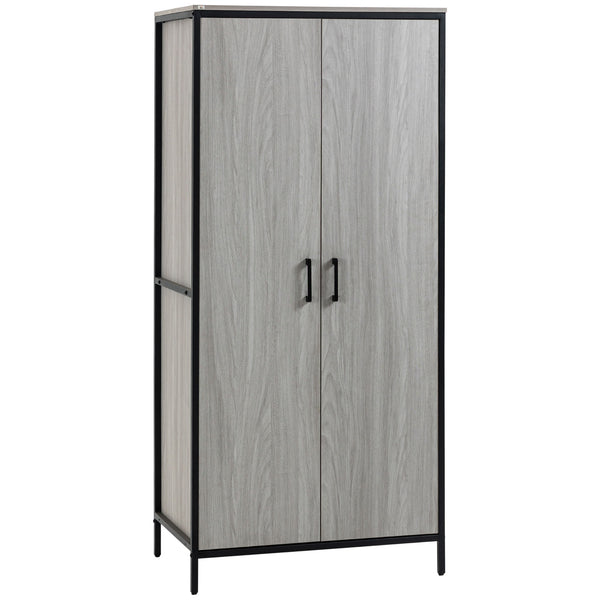 Armoire 2 Portes 80x50x179 cm en Bois MDF et Acier Gris sconto