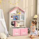 Scaffale Portagiochi per Bambini 78,5x34x127,5 cm con Ripiani Aperti e Cassetti Rosa-2