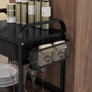 Carrello da Cucina con Cesto Cassetto Estraibile e 3 Ganci 61x32,6x58,5 cm in PP e Metallo Nero-8