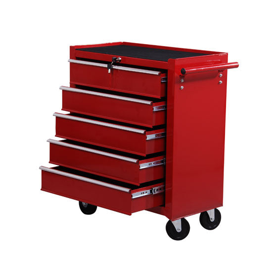 Carrello da Lavoro Cassettiera Porta Utensili Rosso 67.5x33x77 cm -3