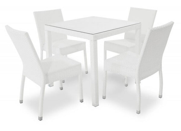 online Ensemble table et 4 chaises de jardin en aluminium et blanc Hularo