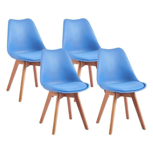 Lot de 4 chaises 53,5x48,5x83 cm en polypropylène et simili cuir Candice Bleu online