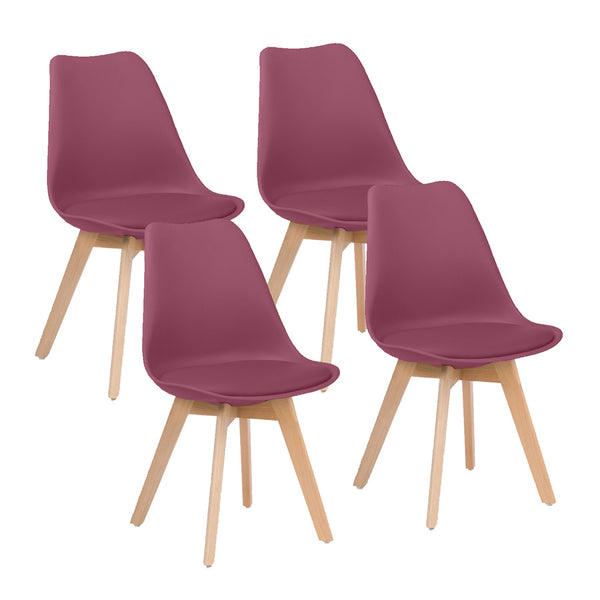 prezzo Lot de 4 chaises 53,5x48,5x83 cm en polypropylène et simili cuir Candice Bordeaux