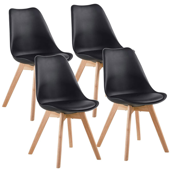 sconto Lot de 4 chaises 53,5x48,5x83 cm en polypropylène et simili cuir Candice Noir