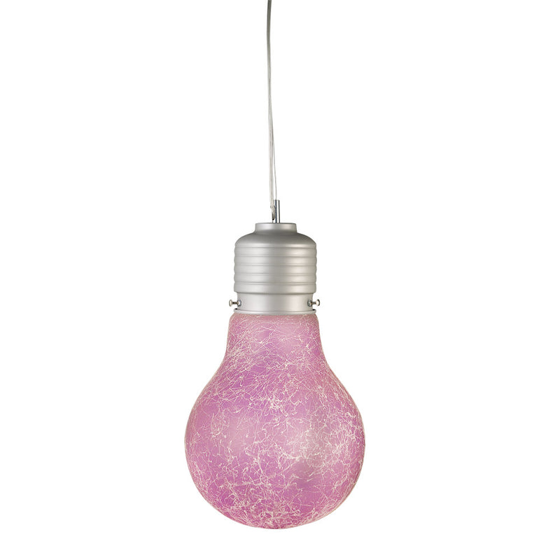 Sospensione 1xE27 Montatura Argento Vetro Filante Rosa E-Energy Elettra-1