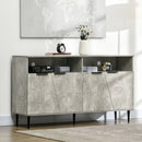 Credenza 147x40x83 cm con Armadietti a 2 Ante e Mensole Regolabili Effetto Marmo Grigio-2